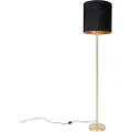 QAZQA Klassisk gulvlampe messing med sort skærm 40 cm - Simplo
