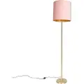 QAZQA Romantisk gulvlampe messing med lyserød skærm 40 cm - Simplo