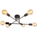 QAZQA Industriel loftslampe sort 6 lys - Sydney