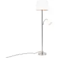 QAZQA Klassisk gulvlampe stål med hvid skærm og læselampe - Retro
