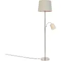 QAZQA Klassisk gulvlampe stål med grå kappe og læselampe - Retro