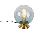 QAZQA Art Deco bordlampe messing med blåt glas - Pallon