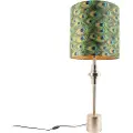 QAZQA Art Deco bordlampe guld fløjlsskærm påfugl design 40 cm - Diverso