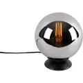 QAZQA Art Deco bordlampe sort med røgglas - Pallon