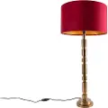 QAZQA Art Deco bordlampe bronze 35 cm fløjlsskærm rød - Torre