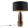 QAZQA Art Deco bordlampe bronze fløjlsskærm sort med guld 50 cm - Bruut