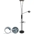 QAZQA Gulvlampe sort med læsearm inkl. LED og USB-port - Sevilla