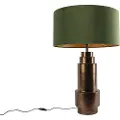 QAZQA Art Deco bordlampe bronze fløjlsskærm grøn med guld 50 cm - Bruut