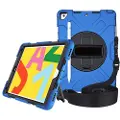 Mtp Products iPad 10.2 2019/2020/2021 Heavy Duty 360 Cover med Håndrem - Blå / Sort