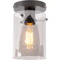 QAZQA Smart loftslampe sort med røgglas inkl. Wifi ST64 - Dome