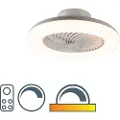 QAZQA Loftventilator hvid 55,5 cm inkl. LED dæmpbar med fjernbetjening - Clima