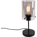 QAZQA Design bordlampe sort med røgglas på stativ - Dome