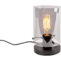 QAZQA Design bordlampe sort med røgglas - Dome