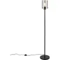 QAZQA Design gulvlampe sort med røgglas - Dome