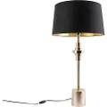 QAZQA Art Deco Bordlampe Guld og Sort Bomulds Skærm 45 cm - Diverso
