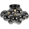 QAZQA Smart loftslampe sort med røgglas 3-lys inkl. 3 WiFi G9 - Uvas