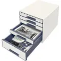 Leitz Wow Desk Cube 5 Skuffer 1 Stor Og 4 Små Buc-skuffer