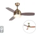 QAZQA Loftventilator bronze 96 cm med fjernbetjening - Rotar