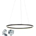 QAZQA Design pendellampe sort 80 cm inkl. LED 3-trins dæmpbar - Anello