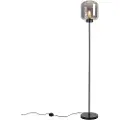 QAZQA Design gulvlampe sort med røgglas - Qara