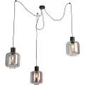 QAZQA Design pendellampe sort med røgglas 3-lys 226 cm - Qara