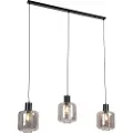 QAZQA Design pendellampe sort med røgglas 3-lys 161,5 cm - Qara