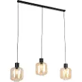 QAZQA Design pendellampe sort med ravglas 3-lys 161,5 cm - Qara