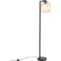 QAZQA Design gulvlampe sort med ravglas - Qara Down