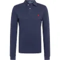 Ralph Lauren Polo Ralph Laurentil mænd. 710681126038 Slim fit marineblå piqué polo shirt (XXL), Casual, Bomuld, Lange ærmer