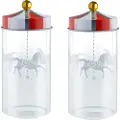 Alessi Køkken opbevaringskrukke CIRCUS, sæt med 2 stk, klar, Alessi