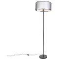 QAZQA Design gulvlampe sort med sort/hvid skærm 47 cm - Simplo