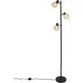 QAZQA Design gulvlampe sort med guld 3-lys justerbar - Mesh