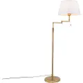 QAZQA Bronze gulvlampe med hvid kappe og justerbar arm - Ladas Deluxe