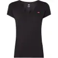 Levi's Levi'stil kvinder. 85341-0003 Perfect VNeck Caviar T-shirt sort (S), Casual, Bomuld, Korte ærmer