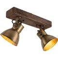 QAZQA Loftslampe bronze 2-lys med træ - Mangoes