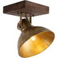 QAZQA Industriel loftspot bronze med træ 30 cm - Mangoes