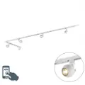 QAZQA Smart 1-faset skinnesystem inkl. 5 Wifi GU10 hvide - Gissi