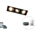 QAZQA Moderne smart indbygningsspotlight sort trimless inkl. 3 GU10 Wifi - Oneon 3