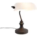 QAZQA Klassisk notariuslampe sort med opalglas - Banker