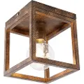QAZQA Industriel loftslampe rustbrun - Cage