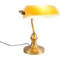 QAZQA Klassisk notariuslampe bronze med ravfarvet glas - Banker
