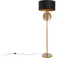 QAZQA Gulvlampe guld 145 cm med sort fløjlsskærm 50 cm - Botanica