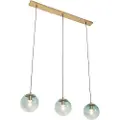 QAZQA Art Deco Pendellampe messing med grønt glas 3-lys - Pallon