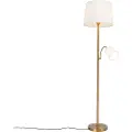 QAZQA Klassisk gulvlampe bronze stofskærm hvid med læselampe - Retro