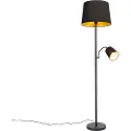 QAZQA Klassisk gulvlampe sort med guld og læselampe - Retro