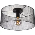 QAZQA Industriel loftslampe sort - Drum Mesh
