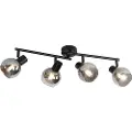 QAZQA Art Deco loftslampe sort med røgglas 4-lys - Vidro