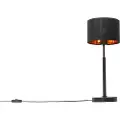 QAZQA Moderne bordlampe stofskærm sort med guld - VT 1