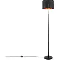 QAZQA Smart gulvlampe sort med guld rund inkl. WiFi A60 - VT