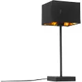 QAZQA Moderne bordlampe sort stofskærm sort med guld - VT 1
